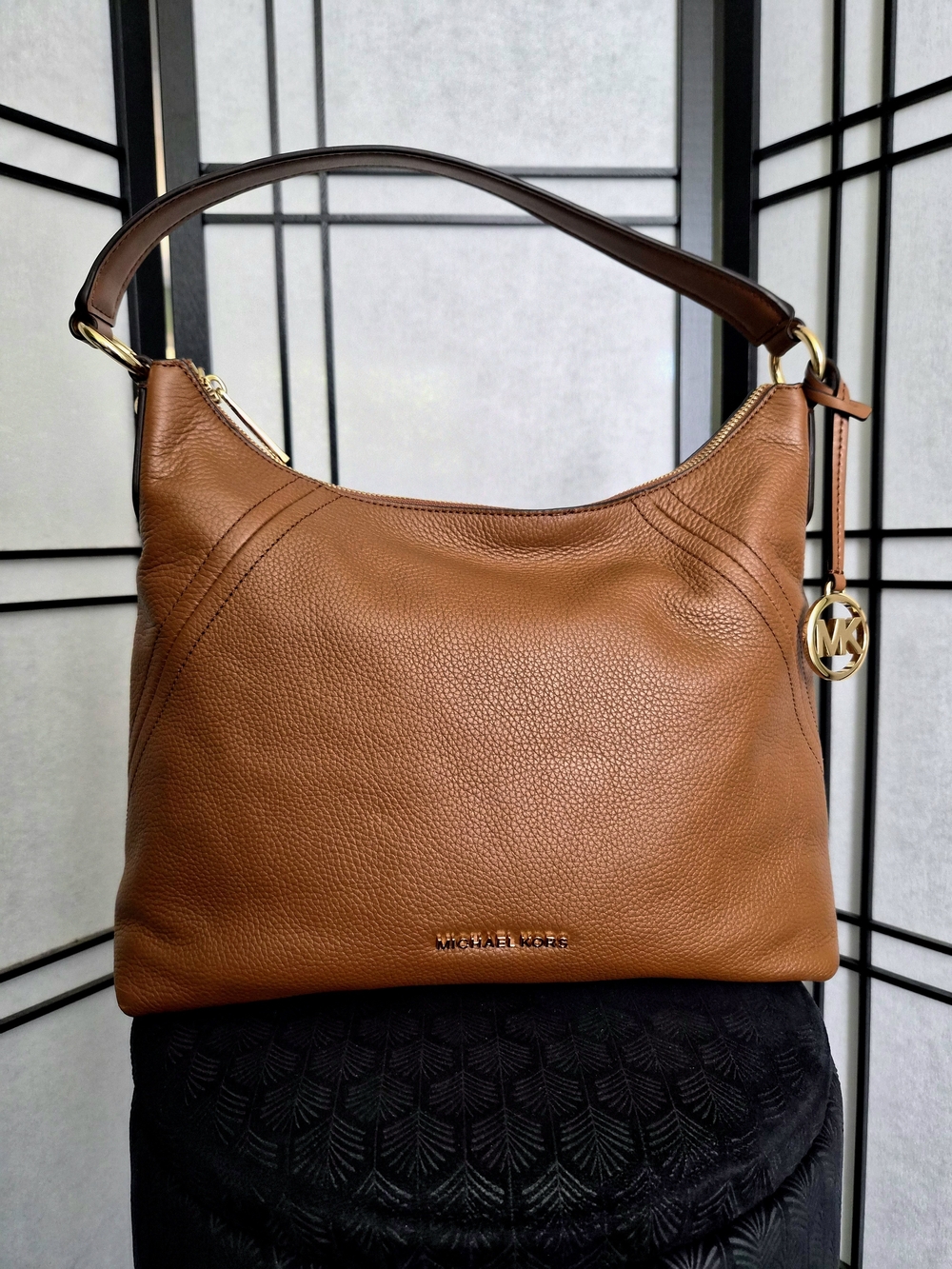 Michael Kors Pebble Leather Shoulder Bag in Cognac